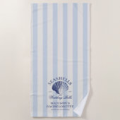 Serviette De Plage Coquillages et Cloches de Mariage Rayé Enterrement (Devant)