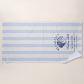 Serviette De Plage Coquillages et cloches de mariage rayés Enterremen (Devant)