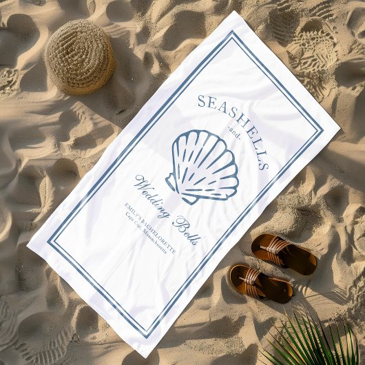 Serviette De Plage Coquillages et Cloches de Mariage Week-end entre F