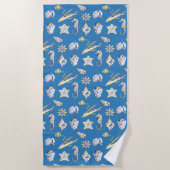 Serviette de plage coquillages et créatures marine (Devant)