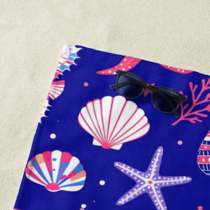 Serviette De Plage Coquillages Hippocampes et Étoiles de Mer
