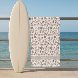 Serviette De Plage Coquillages neutres à l'aquarelle 