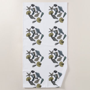 Serviette De Plage Coquillages tropicaux sur une plage