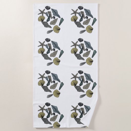 Serviette De Plage Coquillages tropicaux sur une plage (Devant)