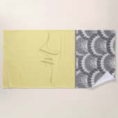 Serviette De Plage Coquille de coquillage moderne marine jaune gris (Devant)