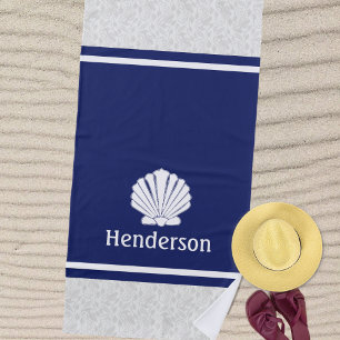 Serviette De Plage Coquille nautique sur la marine