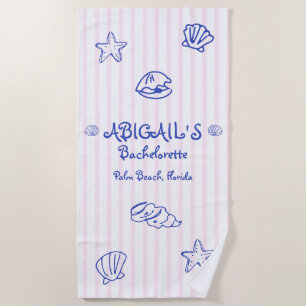 Serviette De Plage Coquilles de mer griffées à la main bachelorette r