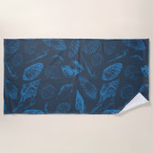 Serviette De Plage Coquilles marines tropicales (Devant)