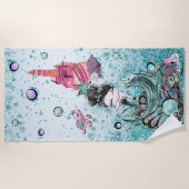 Serviette De Plage *~* Coquilles Parties scintillant Sirène Tortue de (Devant)