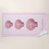 Serviette De Plage Coquilles roses personnalisées du littoral (Devant)