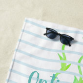 Serviette De Plage Corail bleu, coquillages et perle bleue (En situation)