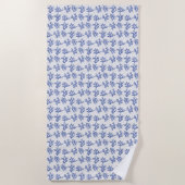Serviette De Plage Corail bleu et blanc motif (Devant)