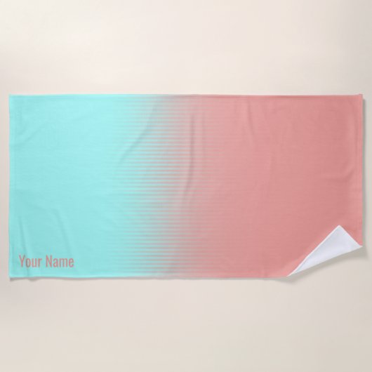 Serviette De Plage Corail et turquoise (Devant)