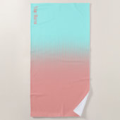Serviette De Plage Corail et turquoise (Devant)