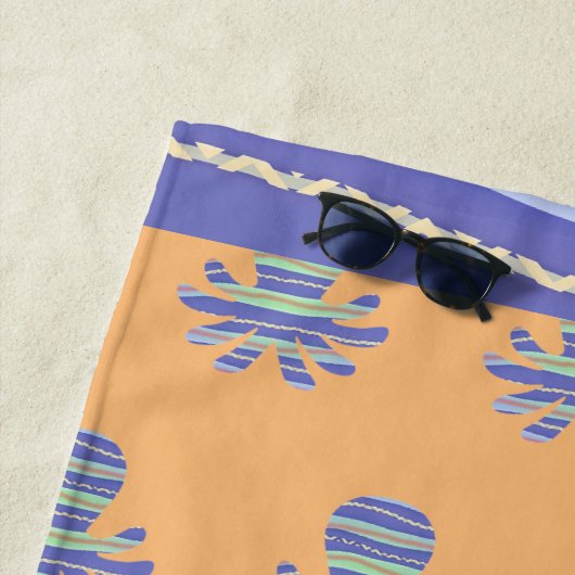 Serviette De Plage Corail octopique bleu (En situation)