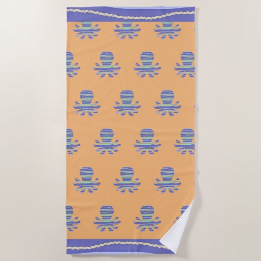 Serviette De Plage Corail octopique bleu (Devant)