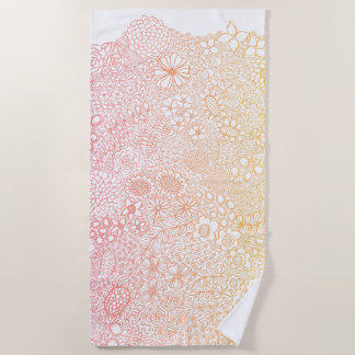 Serviette De Plage Corail Rose Élégant Artiste Illustré Ombre
