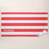 Serviette De Plage Corail Rouge Blanc Trappes Cabana (Devant)