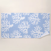 Serviette De Plage Corail Tropical Bleu Clair Blanc (Devant)