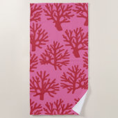 Serviette De Plage Corail tropical rose rouge (Devant)