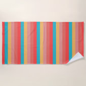 Serviette De Plage Corail Turquoise Yellow Rose Stripes (Devant)