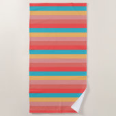Serviette De Plage Corail Turquoise Yellow Rose Stripes (Devant)
