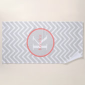 Serviette De Plage Coral Chevron Monogram Beach Towel (Devant)
