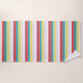 Serviette De Plage Coral Turquoise Yellow White Stripes (Devant)