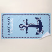 Serviette De Plage Corde et Ancre Marine Premier Mate ID402 (Devant)