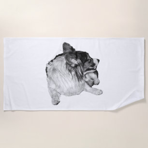 Serviette De Plage Corgi à l'ombre argentée