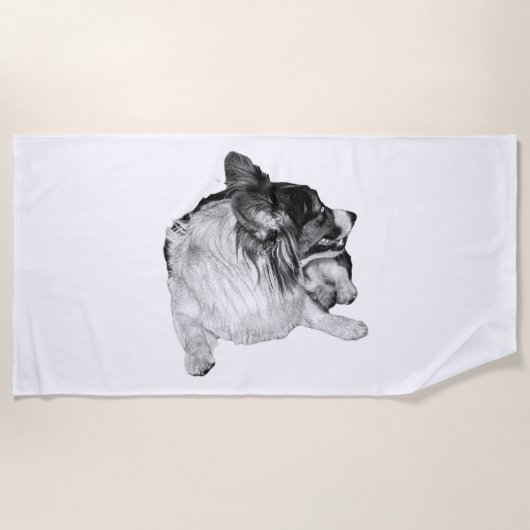 Serviette De Plage Corgi à l'ombre argentée (Devant)