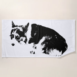 Serviette De Plage Corgi au repos, réveil de l'esprit