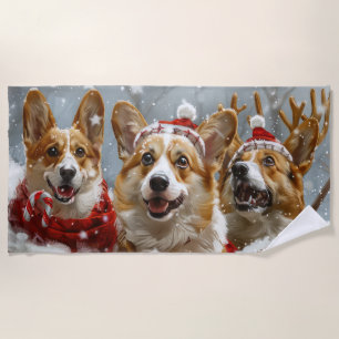 Serviette De Plage Corgi Chien Fête de Noël
