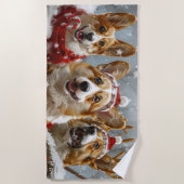 Serviette De Plage Corgi Chien Fête de Noël (Devant)