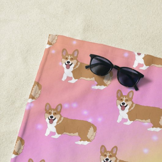 Serviette De Plage Corgi gallois mignon (En situation)