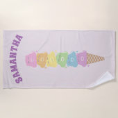 Serviette De Plage Cornet de crème glacée mignon personnalisé d'ours (Devant)