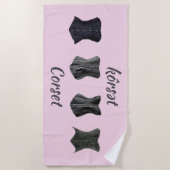 Serviette De Plage Corsets noirs en verre rétro rose (Devant)