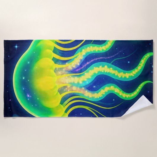 Serviette De Plage Cosmic Neon méduse (Devant)
