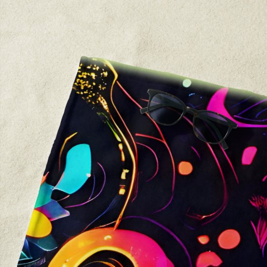 Serviette De Plage Cosmos floraux psychédéliques (En situation)