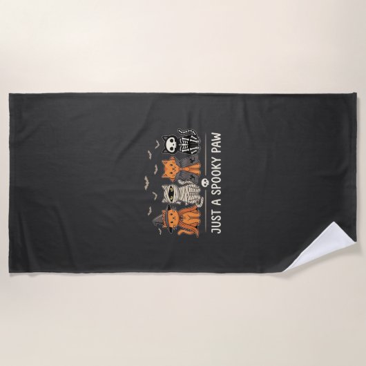 Serviette De Plage Costume de chat Halloween Spooky Paw Vector Design (Devant)