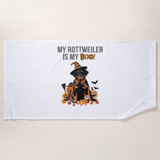 Serviette De Plage Costume d'Halloween Rottweiler Mon Rottweiler est  (Devant)
