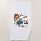 Serviette De Plage Cosy Citrouille Café Goose Fall Art (Devant)