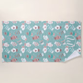 Serviette De Plage Cosy hiver Noël Mittens Motif à Mint (Devant)