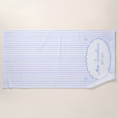 Serviette De Plage Côte Chic Madame Blue Personnalisé pour Lune de Mi (Devant)