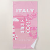 Serviette De Plage Côte d'Amalfi, Art Voyage, Rose (Devant)