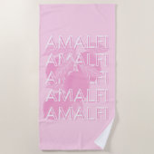 Serviette De Plage Côte d'Amalfi, Italie, Art Voyage, Preppy, Rose (Devant)