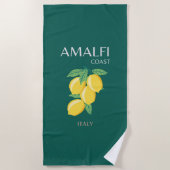 Serviette De Plage Côte d'Amalfi, Italie, Art Voyage, Preppy, Vert (Devant)