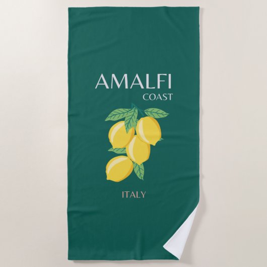 Serviette De Plage Côte d'Amalfi, Italie, Art Voyage, Preppy, Vert (Devant)