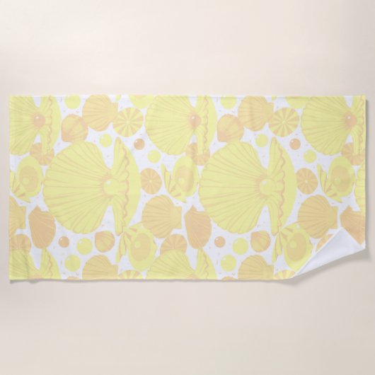 Serviette De Plage Côte Motif du coquillage jaune citron (Devant)
