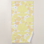 Serviette De Plage Côte Motif du coquillage jaune citron (Devant)